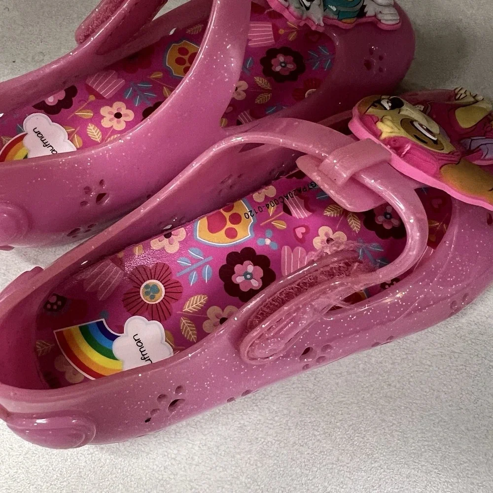 Nickelodeon Girls Size 8 Paw Patrol Pink Glitter Casual‎ Jelly Slip-on Shoe